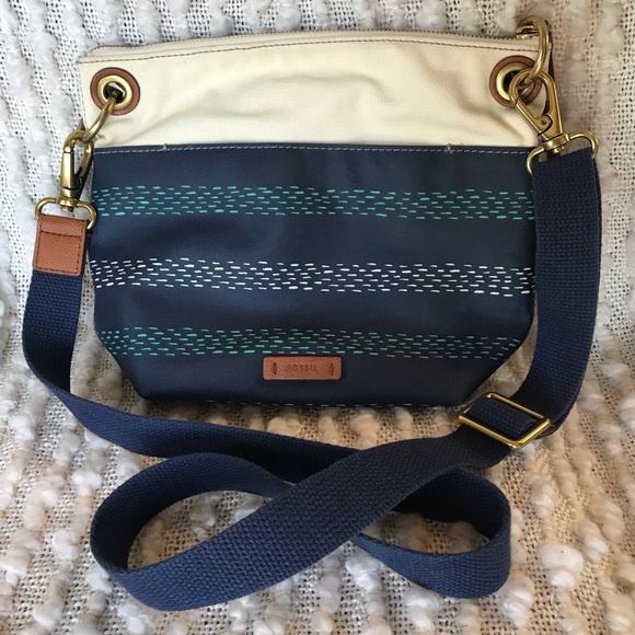Fossil Handbags - Fossil Crossbody Nautical Feel Design Blue & Cream